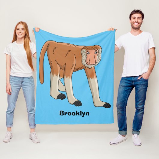 Funny proboscis Affe Cartoon Illustration Fleecedecke (Beispiel)