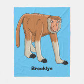 Funny proboscis Affe Cartoon Illustration Fleecedecke (Vorderseite)