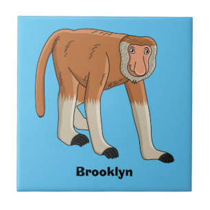 Funny proboscis Affe Cartoon Illustration Fliese