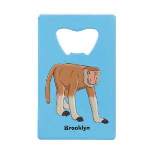 Funny proboscis Affe Cartoon Illustration Geldbeutel Flaschenöffner