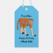 Funny proboscis Affe Cartoon Illustration Geschenkanhänger (Rückseite)