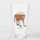 Funny proboscis Affe Cartoon Illustration Glas (Rückseite)