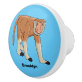 Funny proboscis Affe Cartoon Illustration Keramikknauf (Rechts)