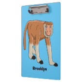 Funny proboscis Affe Cartoon Illustration Klemmbrett (Links)