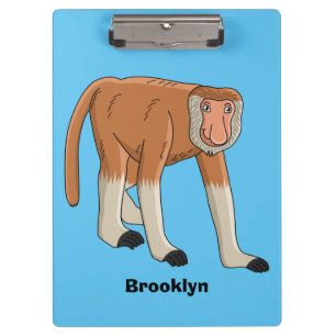 Funny proboscis Affe Cartoon Illustration Klemmbrett