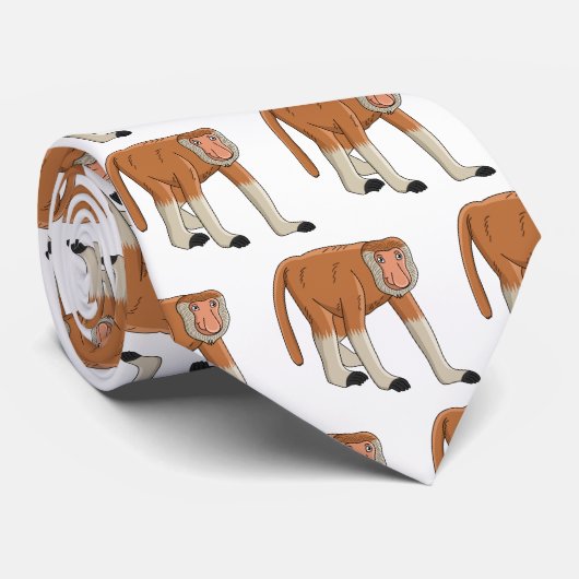 Funny proboscis Affe Cartoon Illustration Krawatte (Gerollt)