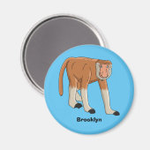 Funny proboscis Affe Cartoon Illustration Magnet (Vorderseite/Rückseite)