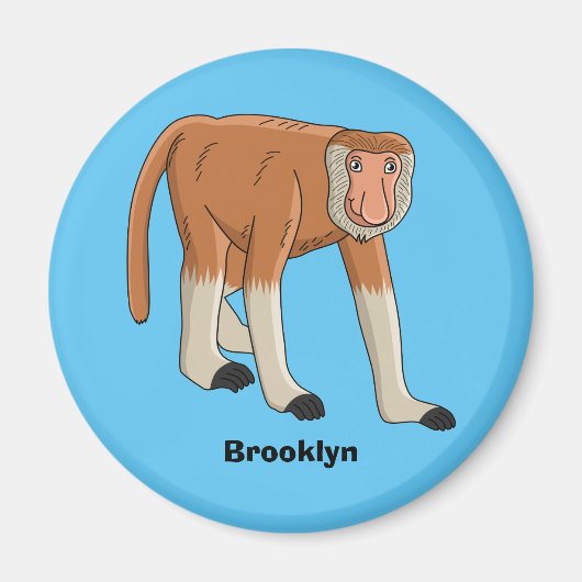 Funny proboscis Affe Cartoon Illustration Magnet (Vorne)