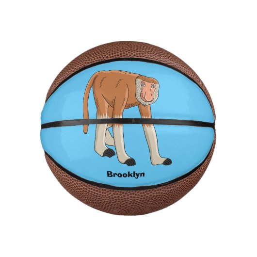Funny proboscis Affe Cartoon Illustration Mini Basketball (Vorderseite)