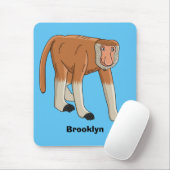 Funny proboscis Affe Cartoon Illustration Mousepad (Mit Mouse)