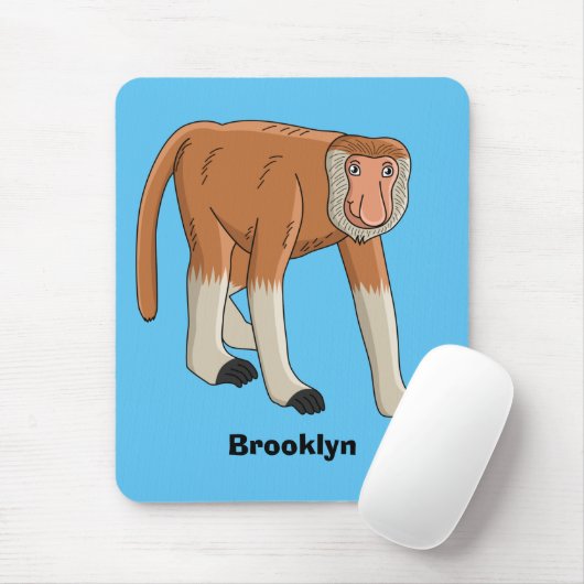Funny proboscis Affe Cartoon Illustration Mousepad (Mit Mouse)