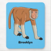 Funny proboscis Affe Cartoon Illustration Mousepad (Vorne)