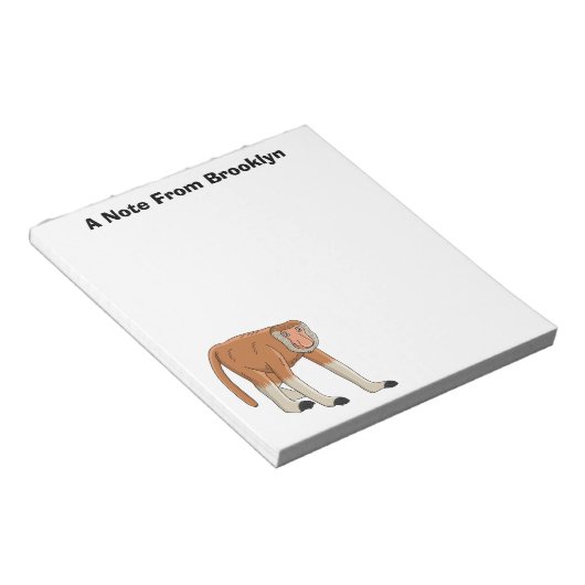 Funny proboscis Affe Cartoon Illustration Notizblock (angewinkelt)