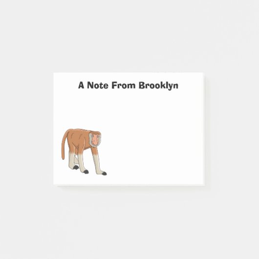 Funny proboscis Affe Cartoon Illustration Post-it Klebezettel (Vorderseite)
