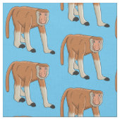 Funny proboscis Affe Cartoon Illustration Stoff (Nahaufnahme)