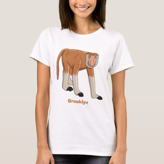 Funny proboscis Affe Cartoon Illustration T-Shirt (Vorderseite)