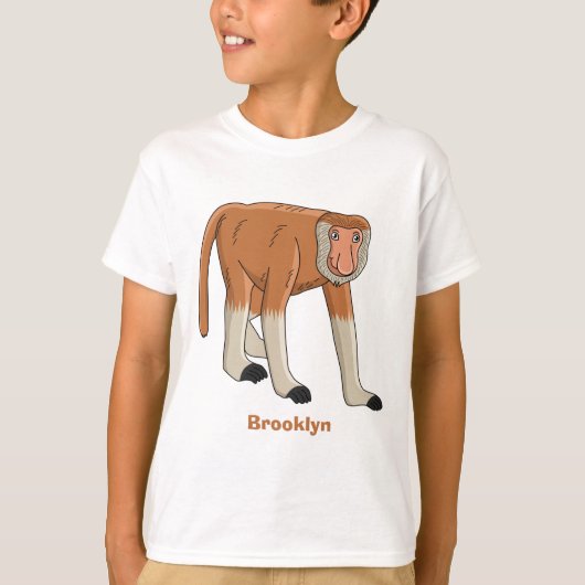 Funny proboscis Affe Cartoon Illustration T-Shirt (Vorderseite)