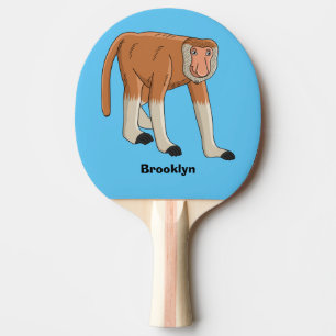 Funny proboscis Affe Cartoon Illustration Tischtennis Schläger
