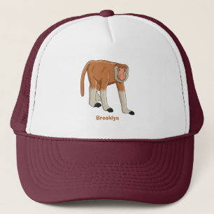 Funny proboscis Affe Cartoon Illustration Truckerkappe