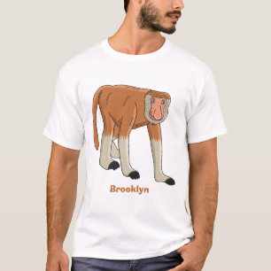 Funny proboscis monkey cartoon illustration T-Shirt