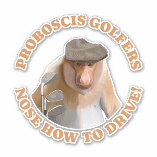 Funny Proboscis Monkey Golf Lovers Aufkleber (Vorderseite)