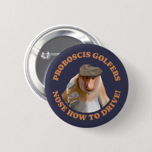 Funny Proboscis Monkey Golf Lovers Button (Vorne & Hinten)