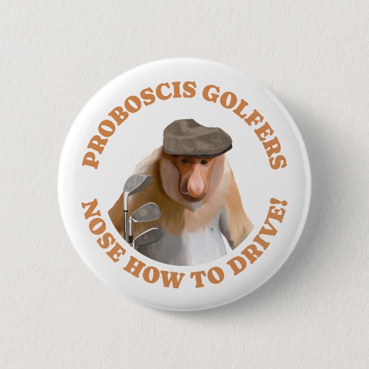 Funny Proboscis Monkey Golf Lovers Button (Vorderseite)