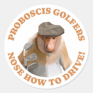 Funny Proboscis Monkey Golf Lovers Runder Aufkleber