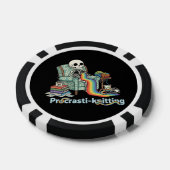 Funny Procrasti Strickskelett und Katze mit Pokerchips (Einzeln)