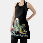 Funny Procrasti Strickskelett und Katze mit Schürze (InSitu)