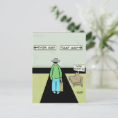 Funny Procrastination Cartoon Postkarte (Stehend Vorderseite)