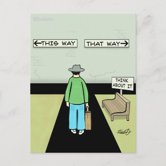 Funny Procrastination Cartoon Postkarte (Vorderseite)