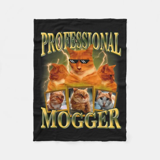 Funny Professional Mogger Cat Meme Mewing Looksmax Fleecedecke (Vorderseite)