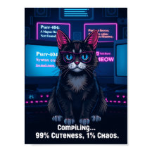 Funny Programmer Cat Poster - "Kompilieren 99% Cut