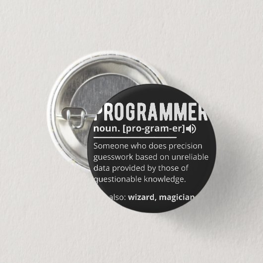 Funny Programmer Code Developer Definition Button (Vorne & Hinten)