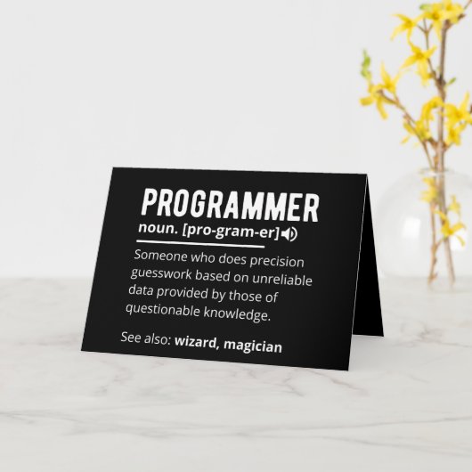 Funny Programmer Code Developer Definition Karte (Gelbe Blume)
