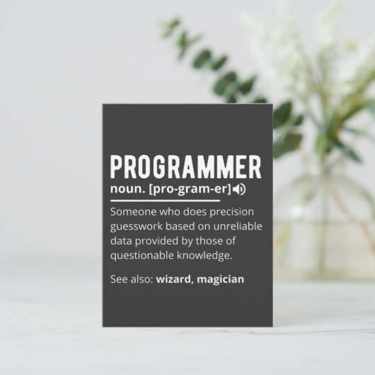 Funny Programmer Code Developer Definition Postkarte (Stehend Vorderseite)