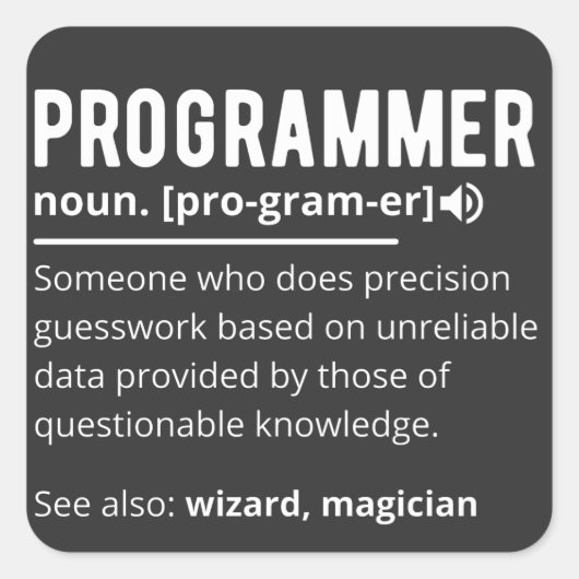 Funny Programmer Code Developer Definition Quadratischer Aufkleber (Vorderseite)