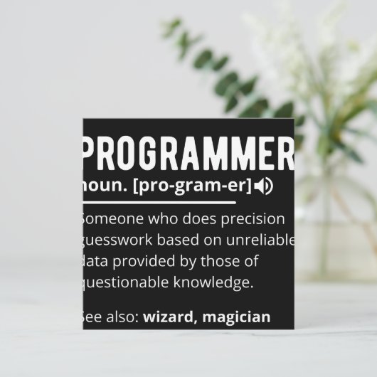 Funny Programmer Code Developer Definition Save The Date (Stehend Vorderseite)