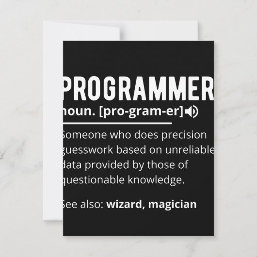 Funny Programmer Code Developer Definition Save The Date (Vorderseite)