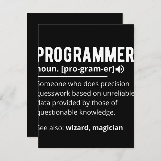 Funny Programmer Code Developer Definition Save The Date (Vorne/Hinten)