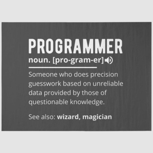 Funny Programmer Code Developer Definition Seidenpapier (Vorderseite)