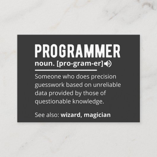 Funny Programmer Code Developer Definition Visitenkarte (Vorderseite)