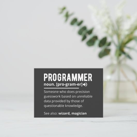 Funny Programmer Code Developer Definition Visitenkarte (Stehend Vorderseite)