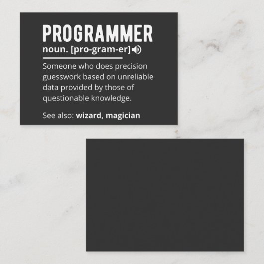 Funny Programmer Code Developer Definition Visitenkarte (Vorne/Hinten)