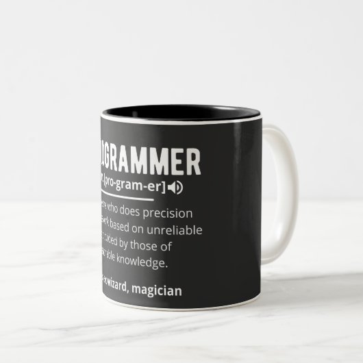 Funny Programmer Code Developer Definition Zweifarbige Tasse (VorderseiteRechts)