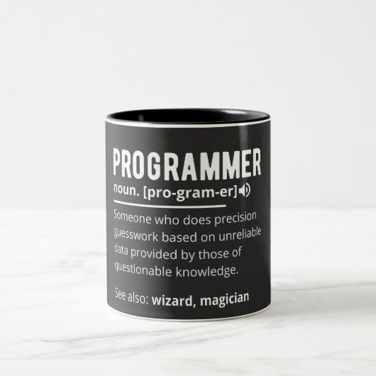 Funny Programmer Code Developer Definition Zweifarbige Tasse (Mittel)