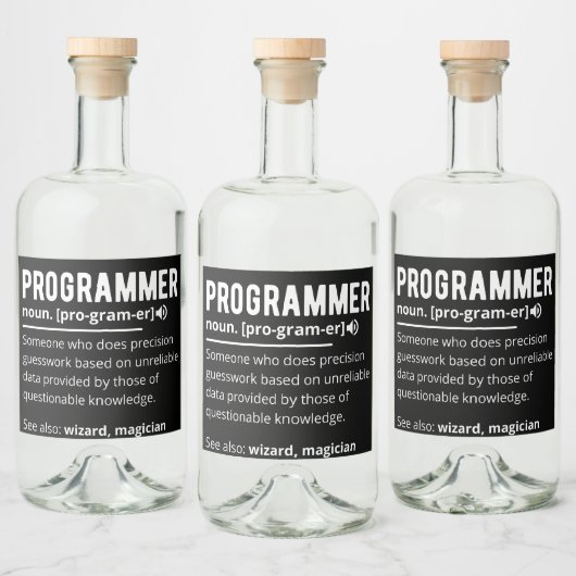Funny Programmer Code Developer Meaning Definition Alkoholflaschenetikett (Flaschen)