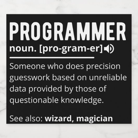 Funny Programmer Code Developer Meaning Definition Alkoholflaschenetikett (Einzelnes Label)