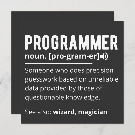 Funny Programmer Code Developer Meaning Definition Einladung (Vorne/Hinten)